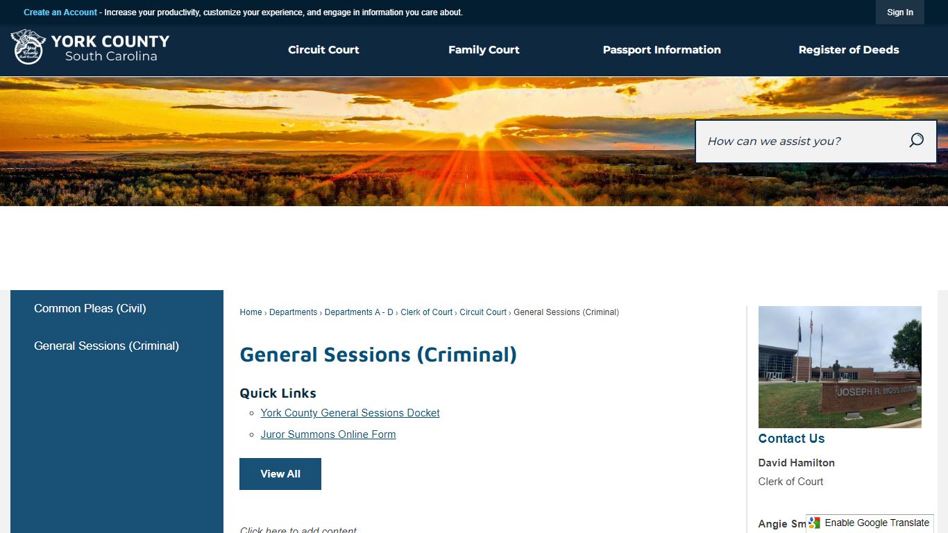 General Sessions (Criminal) | York, SC - York County Gov